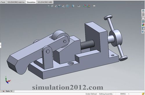 فیلم آموزش شبیه سازی تحلیل گیره در محیط simulation solidworks
