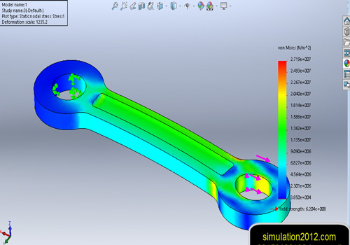 آموزش تحلیل نیروهای وارد بر شاتون در simulation solidworks